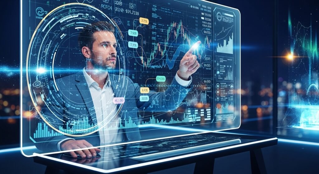 대형 스크린을 통해 AI파워볼 알고리즘 노하우를 설명하는 전문가