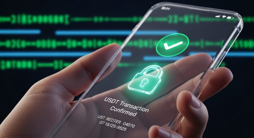 스마트폰을 이용한 안전한 암호화폐 전송 및 보안 승인 과정 시각화